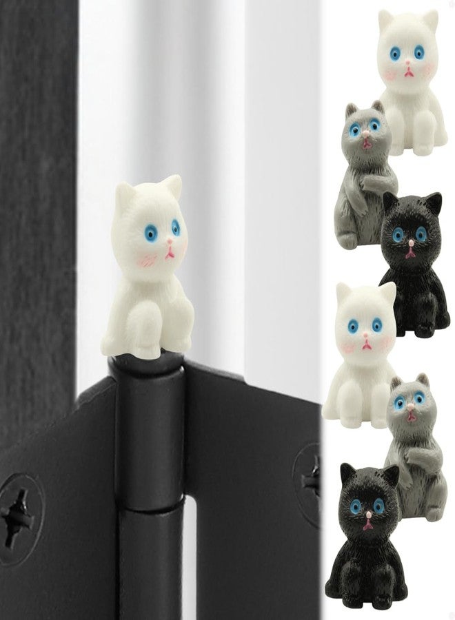 Wallertree Cat Hinge Heads Decorative Topper Set of 6 - Cute Kittens with Blue Eyes Hinge Topper Magnets - Animals Hinge Caps for Door Decoration - Image 1